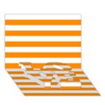 Horizontal Stripes - White and Dark Orange LOVE Bottom 3D Greeting Card (7x5)