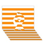 Horizontal Stripes - White and Dark Orange Ribbon 3D Greeting Card (7x5)