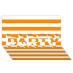 Horizontal Stripes - White and Dark Orange PARTY 3D Greeting Card (8x4)