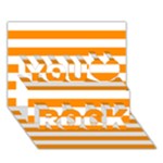 Horizontal Stripes - White and Dark Orange You Rock 3D Greeting Card (7x5)