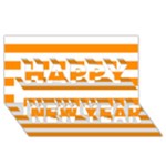 Horizontal Stripes - White and Dark Orange Happy New Year 3D Greeting Card (8x4)