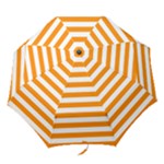 Horizontal Stripes - White and Dark Orange Folding Umbrella
