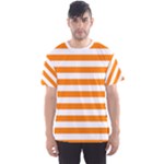 Horizontal Stripes - White and Orange Men s Sport Mesh Tee