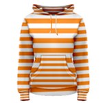 Horizontal Stripes - White and Orange Women s Pullover Hoodie