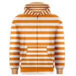Horizontal Stripes - White and Orange Men s Zipper Hoodie