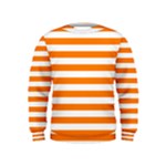 Horizontal Stripes - White and Orange Kid s Sweatshirt