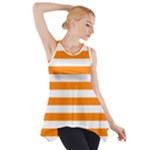 Horizontal Stripes - White and Orange Side Drop Tank Tunic