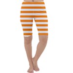 Horizontal Stripes - White and Orange Cropped Leggings