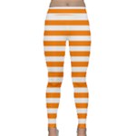 Horizontal Stripes - White and Orange Yoga Leggings