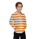 Horizontal Stripes - White and Orange Wind Breaker (Kids)