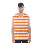 Horizontal Stripes - White and Orange Men s Basketball Tank Top
