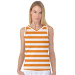 Horizontal Stripes - White and Orange Women s Basketball Tank Top