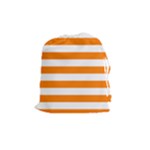 Horizontal Stripes - White and Orange Drawstring Pouch (M)