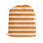 Horizontal Stripes - White and Orange Drawstring Pouch (XXl)