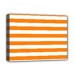 Horizontal Stripes - White and Orange Deluxe Canvas 16  x 12  (Stretched)