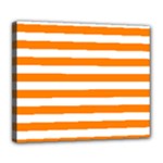 Horizontal Stripes - White and Orange Deluxe Canvas 24  x 20  (Stretched)