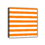 Horizontal Stripes - White and Orange Mini Canvas 4  x 4  (Stretched)