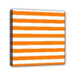 Horizontal Stripes - White and Orange Mini Canvas 6  x 6  (Stretched)