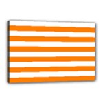 Horizontal Stripes - White and Orange Canvas 18  x 12  (Stretched)