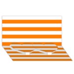 Horizontal Stripes - White and Orange Twin Heart Bottom 3D Greeting Card (8x4)