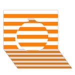 Horizontal Stripes - White and Orange Circle 3D Greeting Card (7x5)