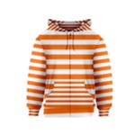 Horizontal Stripes - White and Safety Orange Kid s Zipper Hoodie