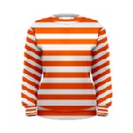 Horizontal Stripes - White and Safety Orange Women s Sweatshirt