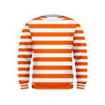 Horizontal Stripes - White and Safety Orange Kid s Sweatshirt