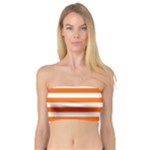 Horizontal Stripes - White and Safety Orange Bandeau Top