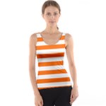 Horizontal Stripes - White and Safety Orange Tank Top