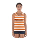 Horizontal Stripes - White and Safety Orange Women s Sport Tank Top