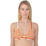 Horizontal Stripes - White and Safety Orange Reversible Tri Bikini Top