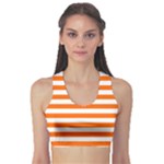 Horizontal Stripes - White and Safety Orange Women s Sports Bra