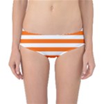 Horizontal Stripes - White and Safety Orange Classic Bikini Bottoms