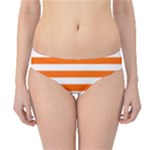 Horizontal Stripes - White and Safety Orange Hipster Bikini Bottoms