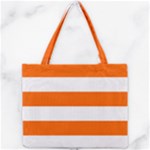 Horizontal Stripes - White and Safety Orange Mini Tote Bag