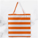 Horizontal Stripes - White and Safety Orange Grocery Tote Bag