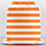 Horizontal Stripes - White and Safety Orange Drawstring Bag (Large)