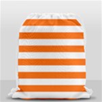 Horizontal Stripes - White and Safety Orange Drawstring Bag (Small)