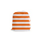 Horizontal Stripes - White and Safety Orange Drawstring Pouch (S)