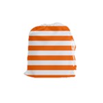 Horizontal Stripes - White and Safety Orange Drawstring Pouch (M)