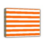 Horizontal Stripes - White and Safety Orange Deluxe Canvas 14  x 11  (Stretched)