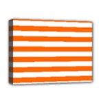 Horizontal Stripes - White and Safety Orange Deluxe Canvas 16  x 12  (Stretched)