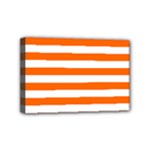 Horizontal Stripes - White and Safety Orange Mini Canvas 6  x 4  (Stretched)
