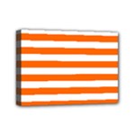 Horizontal Stripes - White and Safety Orange Mini Canvas 7  x 5  (Stretched)