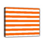 Horizontal Stripes - White and Safety Orange Canvas 10  x 8  (Stretched)