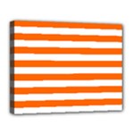 Horizontal Stripes - White and Safety Orange Canvas 14  x 11  (Stretched)