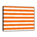 Horizontal Stripes - White and Safety Orange Canvas 16  x 12  (Stretched)
