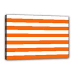 Horizontal Stripes - White and Safety Orange Canvas 18  x 12  (Stretched)