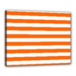 Horizontal Stripes - White and Safety Orange Canvas 20  x 16  (Stretched)